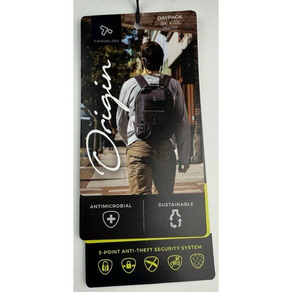 TRAVELON Origin Anti-Theft‎ Daypack Backpack Sustainable RFID Blocking Black - Picture 13 of 15